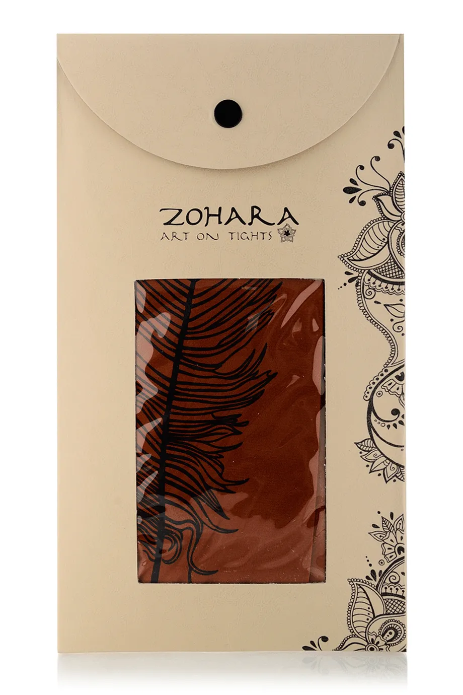 ZOHARA FEATHER Dark Orange Printed Tights