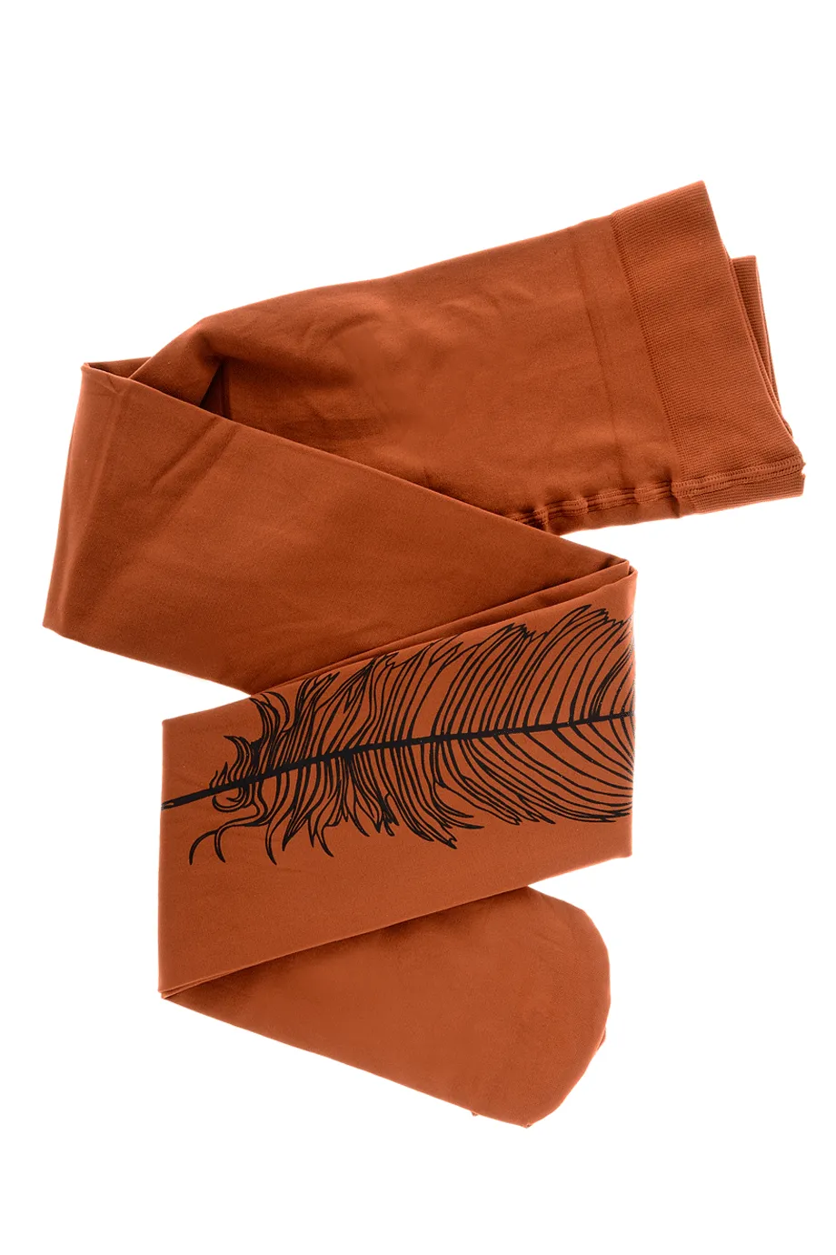 ZOHARA FEATHER Dark Orange Printed Tights